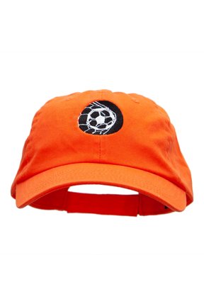 Ball In The Net Embroidered Cotton Twill Cap - Orange OSFM