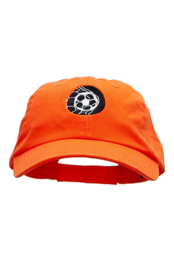 Ball In The Net Embroidered Cotton Twill Cap - Orange OSFM