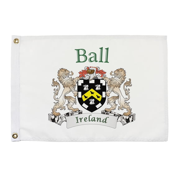 Ball Irish Coat of Arms Small White Flag - 16"x10.5" inches