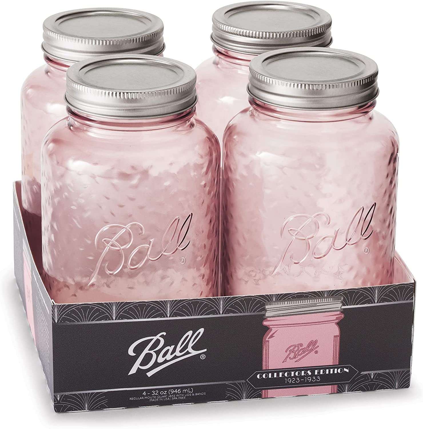 Blush Pink Pint Ball Mason Jar, One 16 Oz. Pint Size, Farmhouse