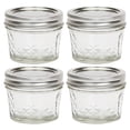 thumbnail image 1 of Ball Jelly Jars Quilted Crystal Glass Jars Lids Bands 4 oz Regular Mouth Preserving, 4 Jars, 1 of 5