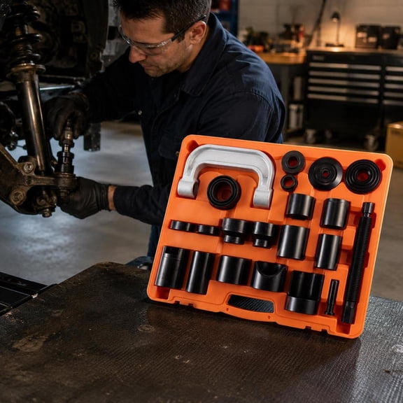 Ball Joint Press Kit, C-Press Ball Joint Tool, 23-Piece Automotive Repair Tool Set, Carbon Steel Construction
