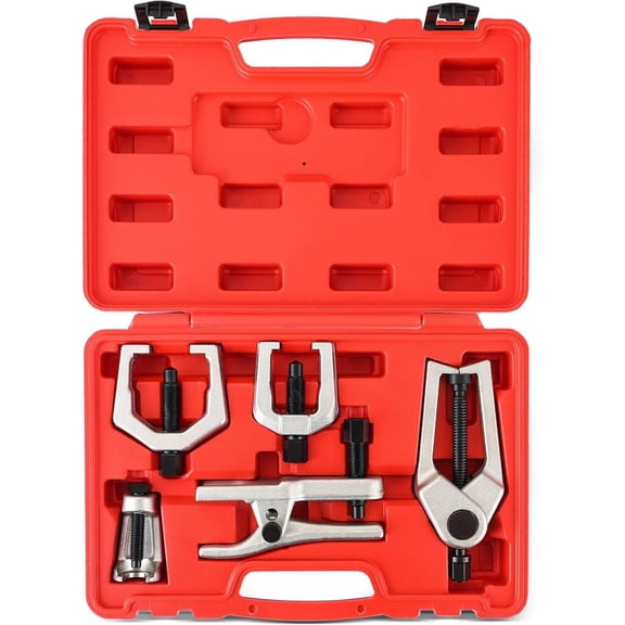 Ball Joint Separator Kit | 5 in 1 Pitman Arm Puller, Tie Rod End Tool Set, Splitter Removal Kit for Front End Service (Red)