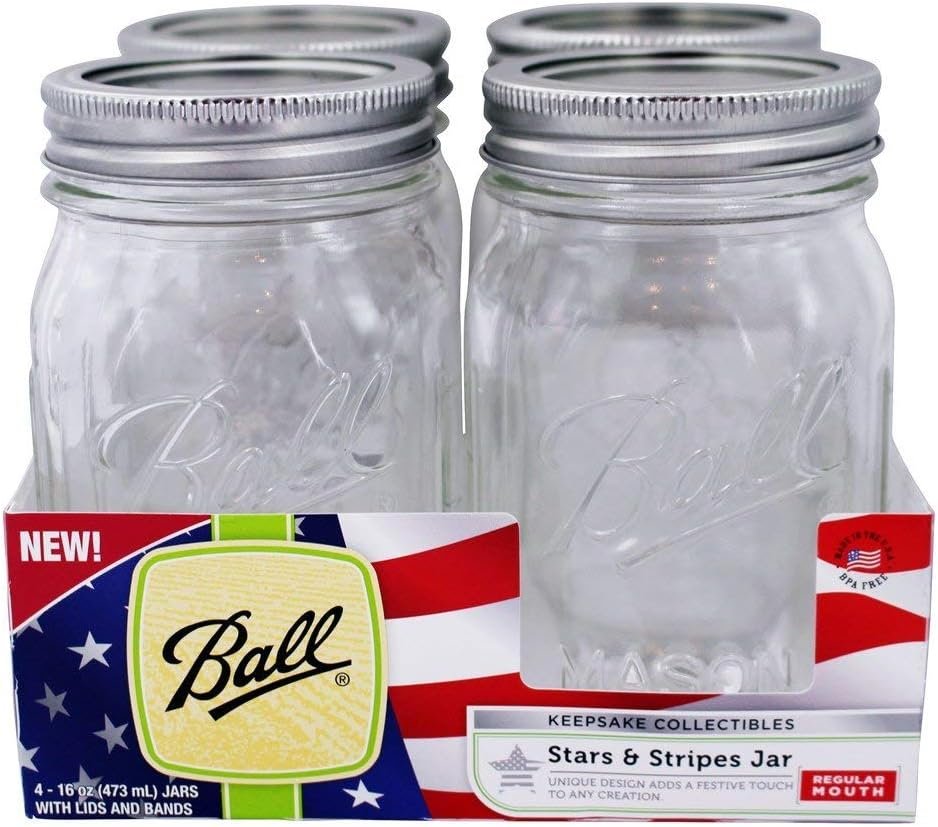 Ball Keepsake USA Stars and Stripes Regular Mouth Canning Jars 1 pt. 4