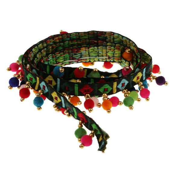 Ball Lace Tassel Ribbon Fringe - Black