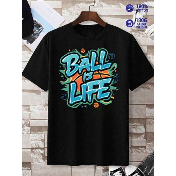 Ball Life Tee mens Exercise 180G 100% Cotton black gym basketball Unique Design Unisex Shirt Graphic Tee tshirts Fashion Unisex Shirt Short Sleeve tshirts