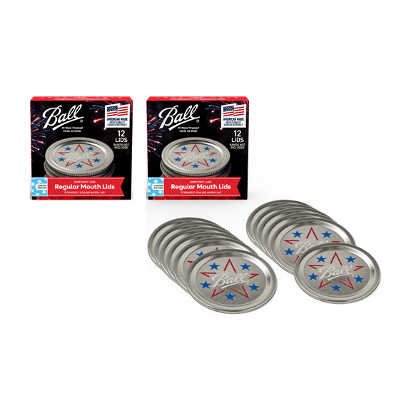 Ball Limited Edition Americana Mason Jar Lids, Regular Mouth Lids for Mason Jars, 12 ct. (Pack of 2)