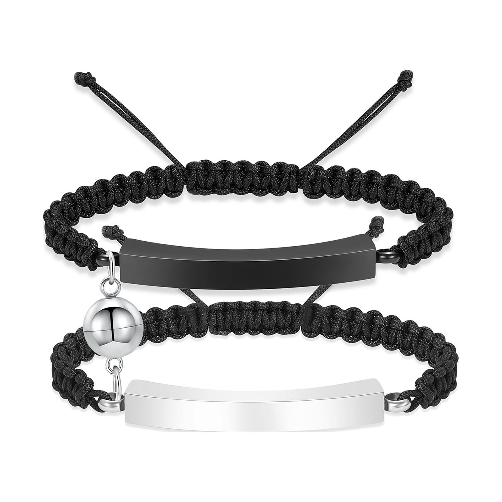 Ball Locket Pair Adjustable Braided Rope Bracelet Memorial Cremation Jewelry for Ashes Holder