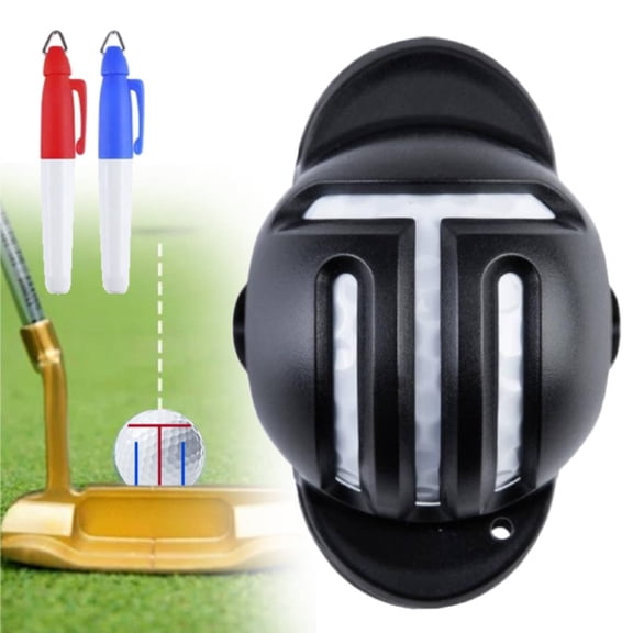 Ball Markers, Ball Line Drawing Marking Alignment Kits, Golfball Liner Template, Waterproof Alignment Tool Precision Imprint Stencil with 2 Markers for Golfers Enthusiasts Friends