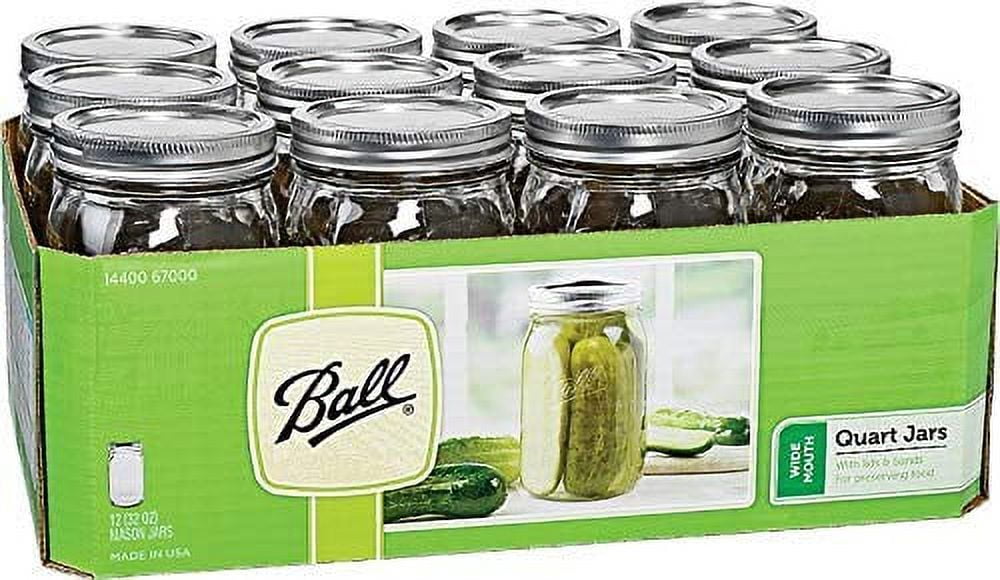Ball Mason 32 oz Wide Mouth Jars with Lids and Bands, Set of 12 Jars. - Walmart.com