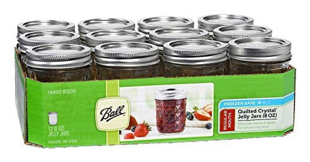 12 Pack Mason Jars 8 oz with Airtight Lids, Glass Regular Mouth Canning  Jars, Small Quilted Crystal Jars for Jelly, Jam, Overnight Oats, Meal Prep