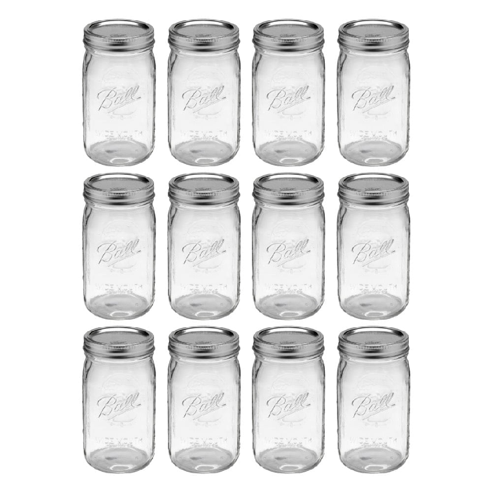 Ball Mason Glass Jar Wide Mouth with Lid and Band Quart 32 oz, 12-Pack
