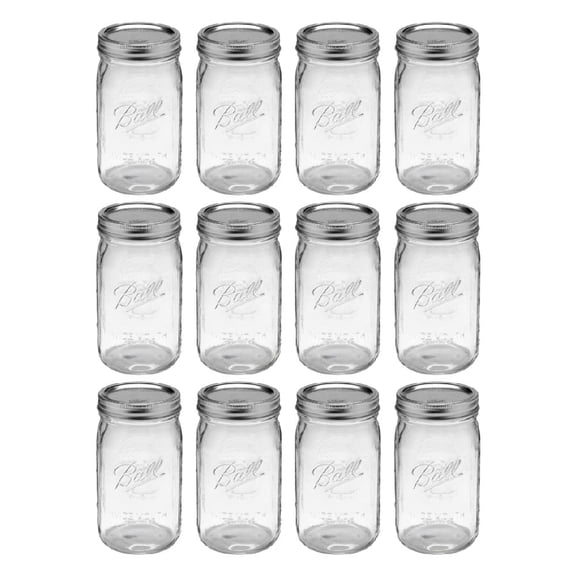 Ball Mason Glass Jar Wide Mouth with Lid and Band Quart 32 oz, 12-Pack