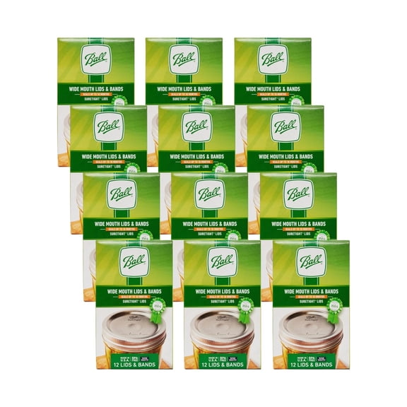 Ball Mason Jar Lids with Bands, Wide Mouth, 12 CT Pack of 12