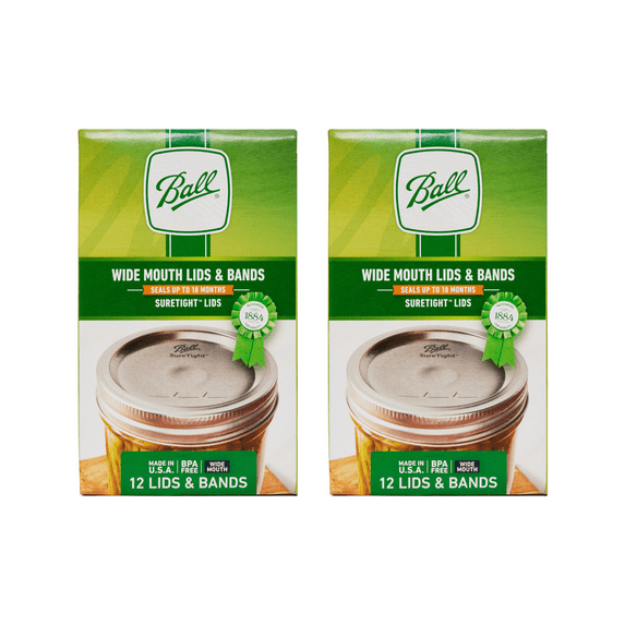 Ball Mason Jar Lids with Bands, Wide Mouth, 12 CT (Pack of 2)