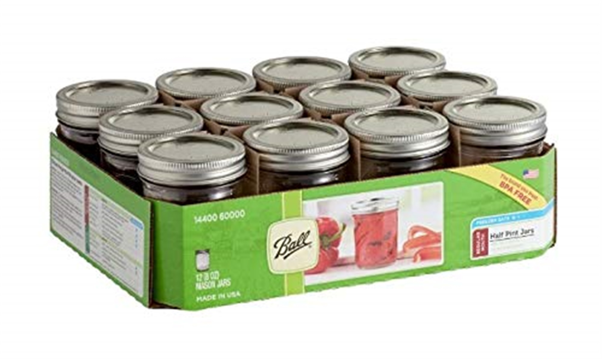 Ball Mason Jars With Lids & Bands, Regular Mouth, 8 oz, 12 Pack - image 1 of 3