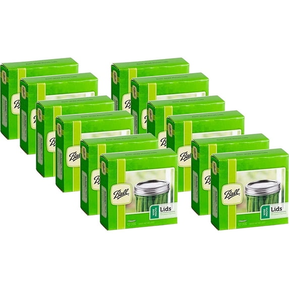 Ball Metal Mason Jar Lids, Wide Mouth, 144 Count (12 Pack)