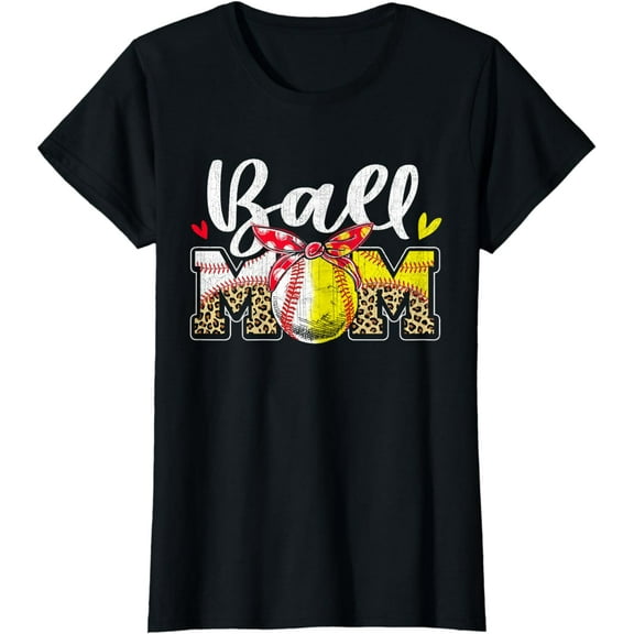 Ball Mom Baseball Softball Mom Mama Women Mother's Day T-Shirt