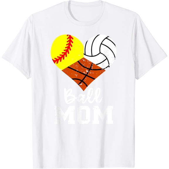 Ball Mom Funny Softball Volleyball Basketball Mom T-Shirt100% cotton
