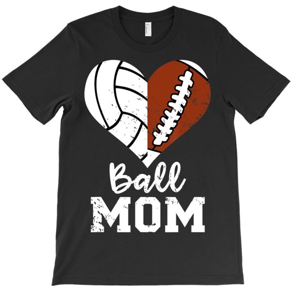 Ball Mom Heart Football Volleyball Mom, Sports Family Pride G12448 Unisex T-Shirt, Up to Size 5XL