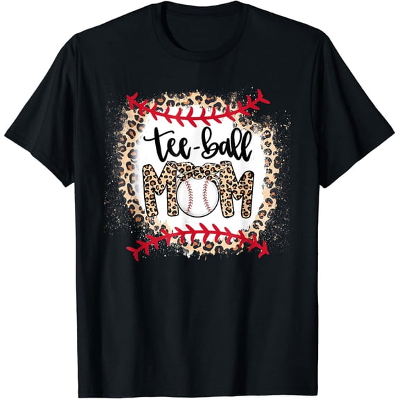 Ball Mom Mother's Day Tee Teeball Mom Leopard Funny T-Shirt