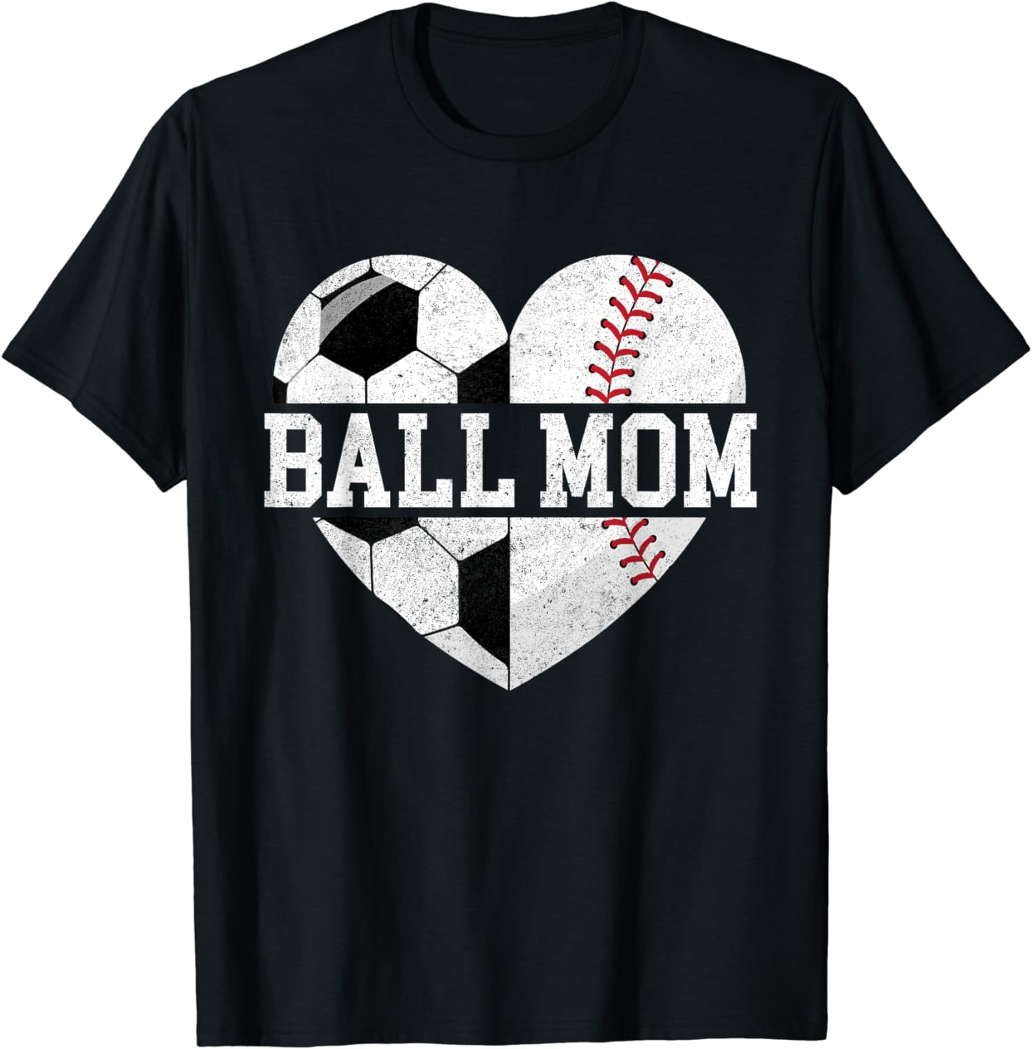 Ball Mom Shirt Heart Funny Baseball Soccer Mom T-Shirt - Walmart.com