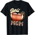 thumbnail image 1 of Ball Mom Womens Cheer Football Mom Mother's Day Football T-Shirt Black, 1 of 3