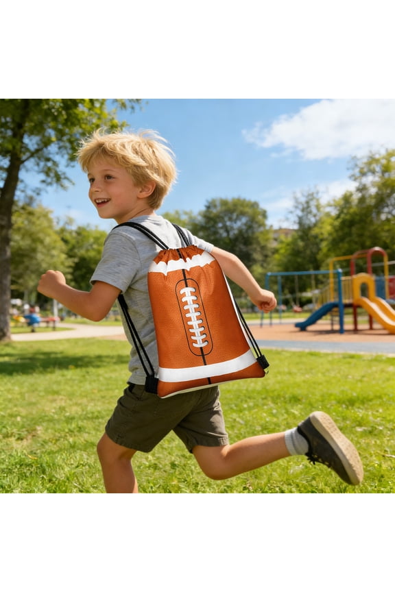 Ball Motif Drawstring Backpack Tote | Quilted Polyester Travel Pouch, Water-Resistant, 30x25cm, Multi-Compartment, Lightweight, Gift for Sports Fans, Multicolor