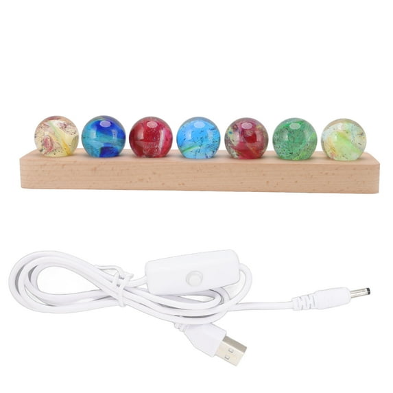 Ball Night Light 3D Effect Color Variation Painting Process Built in LED Glass Sapele Beech Crystal Ball Lamp for Decoration Quadrate Bottom Beech