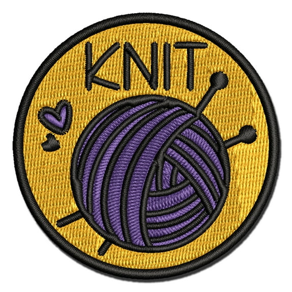 Ball Of Yarn Knit Knitting Applique Multi-Color Embroidered Iron-On Patch - 2.0 Inch Mini
