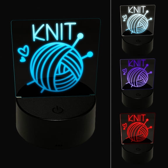 Ball Of Yarn Knit Knitting LED Night Light Sign 3D Illusion Desk Nightstand Lamp