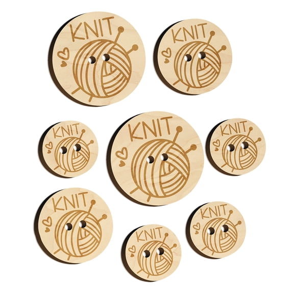 Ball Of Yarn Knit Knitting Wood Buttons for Crochet Knitting Sewing DIY Craft - 0.75 Inch Small (12pcs)