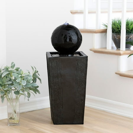 Ball On Stand Fountain With Led Lights
