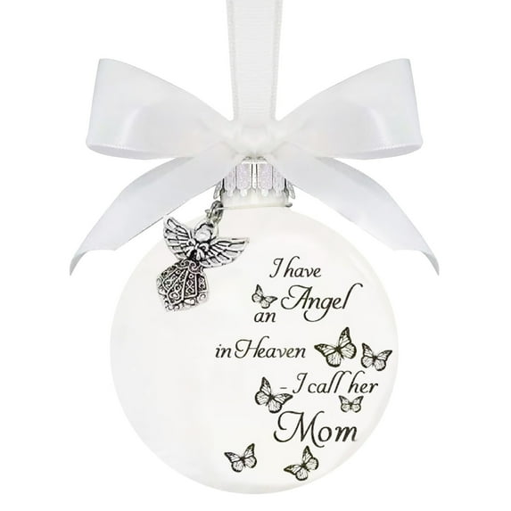 Ball Ornament Christmas Ball Memorial Ornaments Round Shape Butterfly Print Ornament Of Christmas Pendant For Memorial Relatives Christmas Ornaments Home Decor Christmas Porch Trees Set of 2