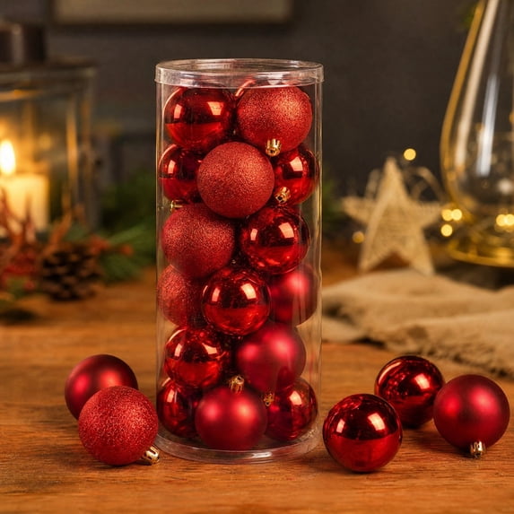 Ball Ornament Glossy Finish Decorative Sphere Multi‑Surface Style for Christmas Tree Holiday Decoration
