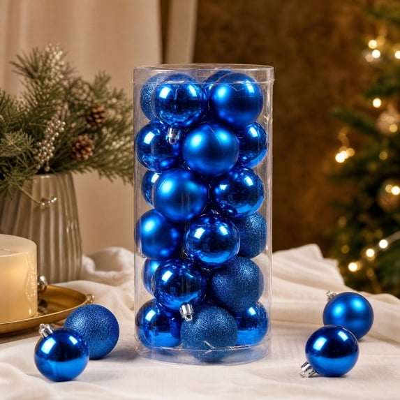 Ball Ornament Glossy Finish Decorative Sphere Multi‑Surface Style for Christmas Tree Holiday Decoration
