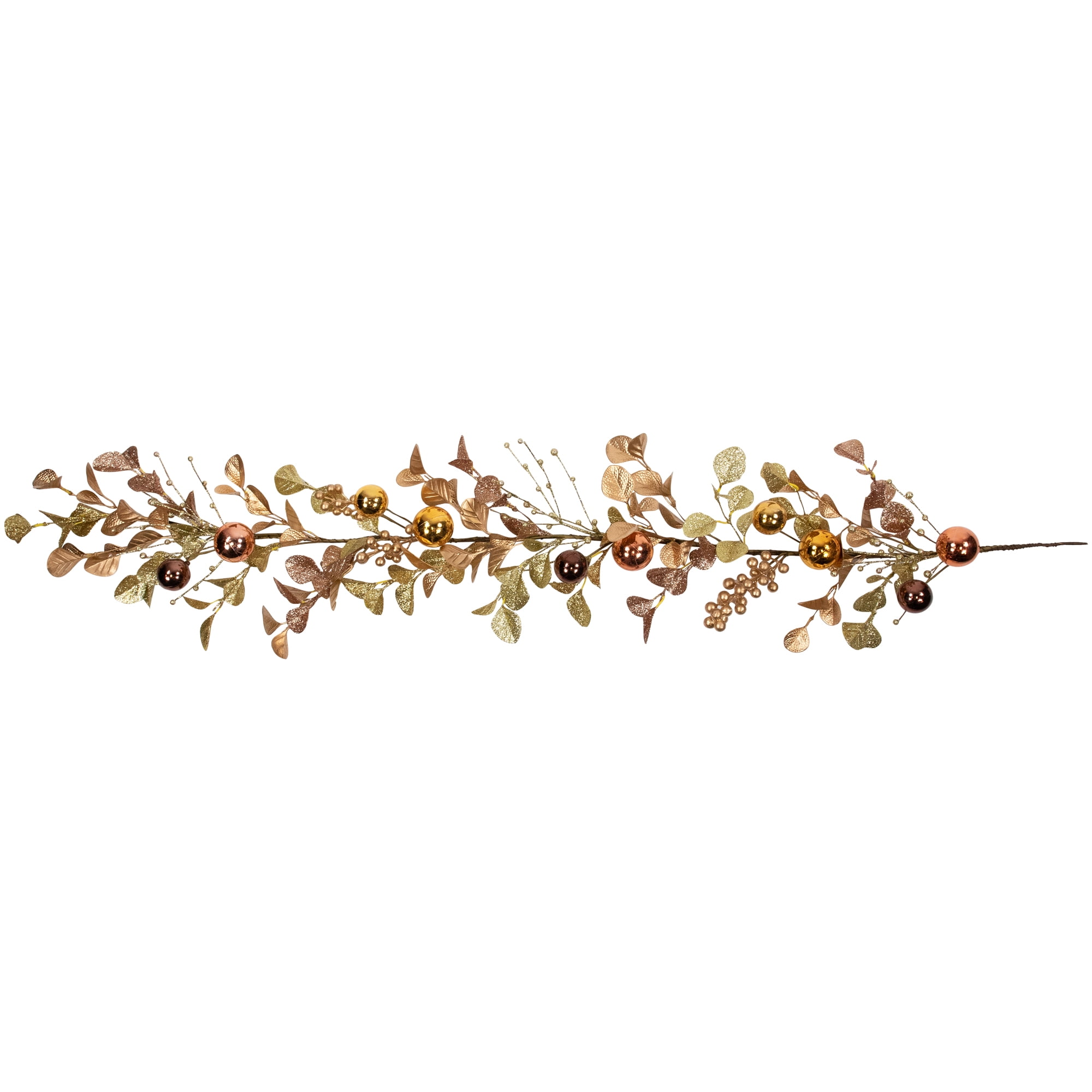Ball Ornaments Glittered Christmas Garland - 5' x 10" - Gold and Copper Tone