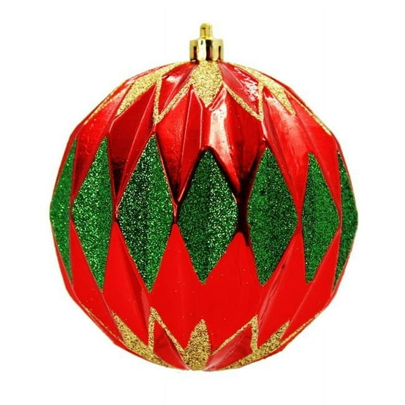Ball Ornaments, Red, Green & Gold - Pack of 12
