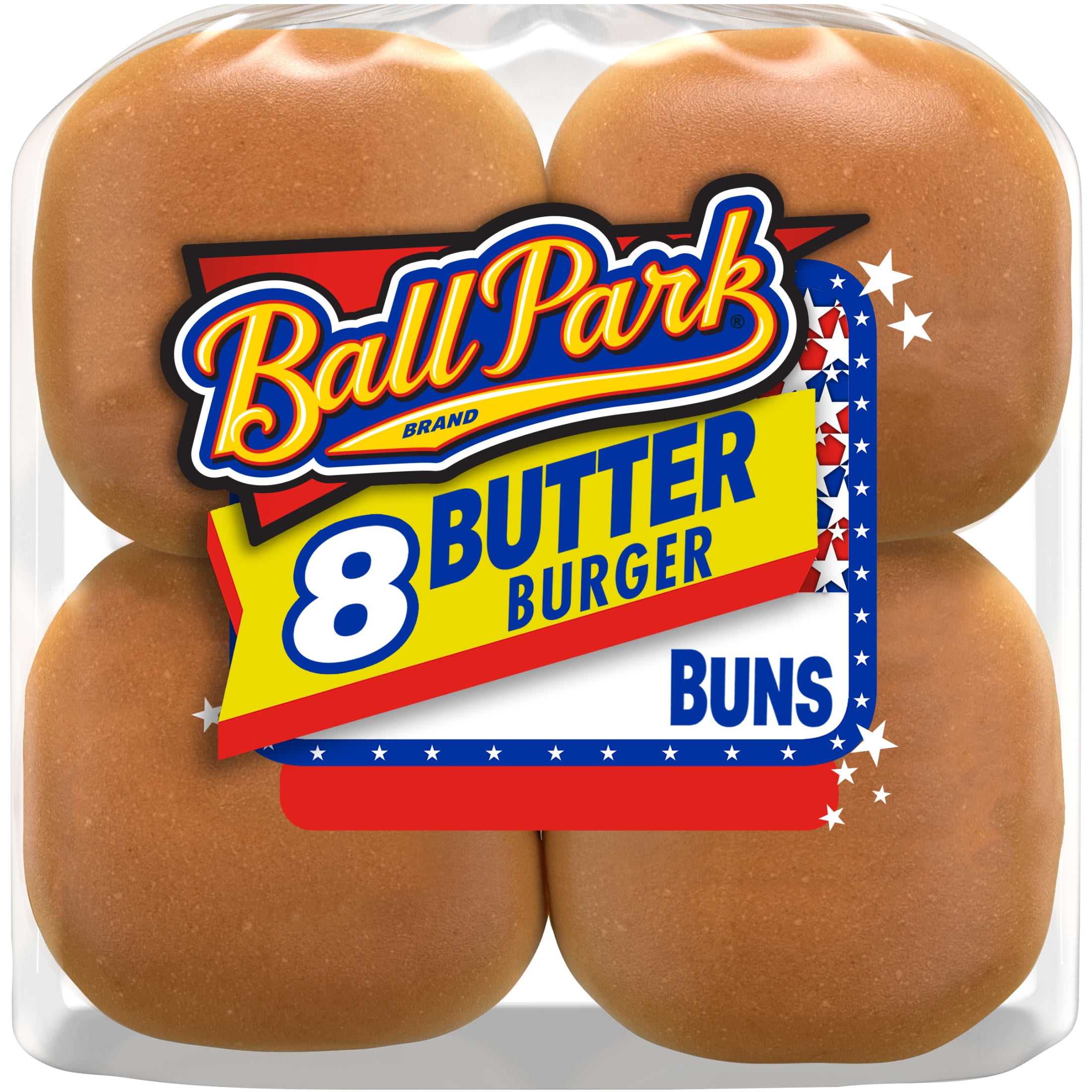 Ball Park Butter Hamburger Buns, 8 count, Hamburger Buns, 16 oz Bag