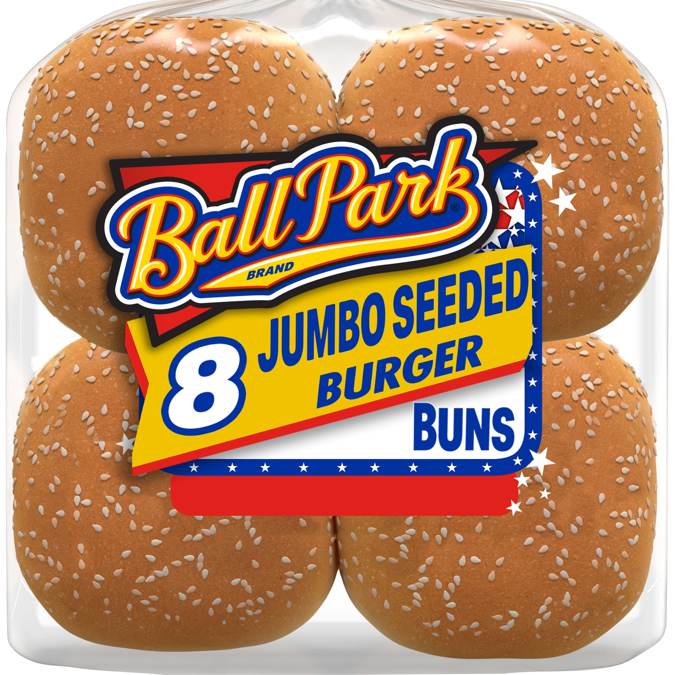 Ball Park Sesame Jumbo Hamburger Buns, 8 count, 18.25 oz