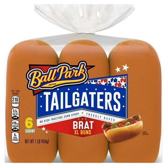 Ball Park Tailgaters Brat Buns, 6 count, 16 oz