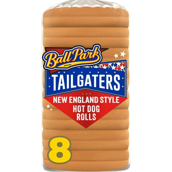 Ball Park Tailgaters New England Style Hot Dog Rolls, 8 count, White Top-Split Hot Dog Buns, 11 oz Bag
