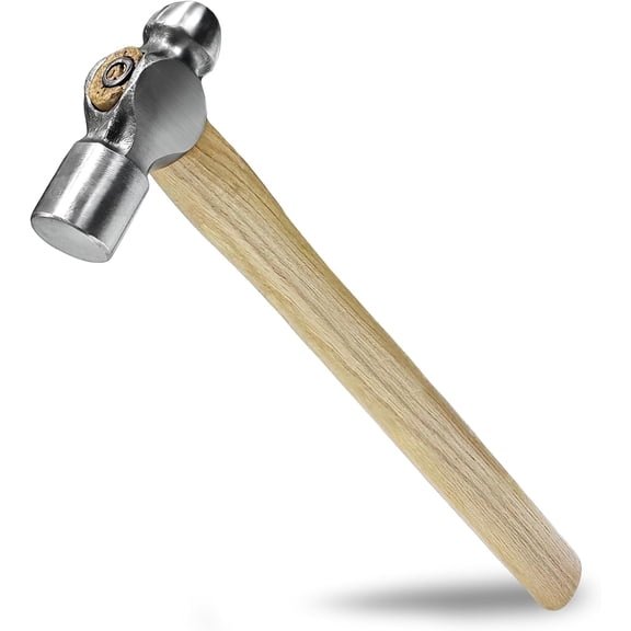 Ball Peen Hammer with Wood Handle - Small Metal Hammers, 16 OZ Metal Working Hammer for Blacksmithing, Auto Body Repair, Metalworking and Riveting, Dual Steel Wedge Construction.