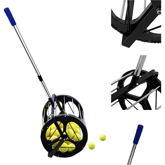 Ball Picker Platen Style Ball Retrievers Automatic Ball Hopper Basket Rolling Tennis Ball Collector for Training