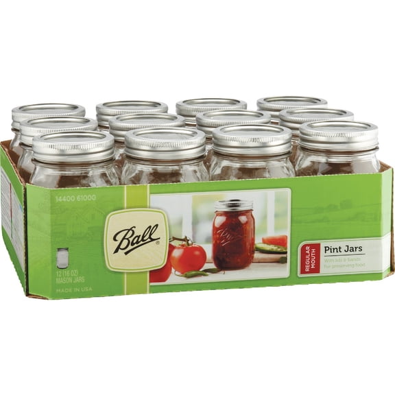 Ball Pint Mason Jar, Regular Mouth, 16 oz (3 Count)