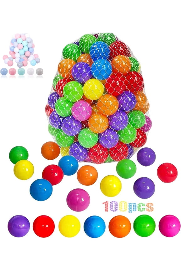 Ball Pit Balls 100 Count for Kids, Soft Plastic Balls for Ball Pit, 2.2 Crush Proof Pit Balls BPA Free Non-Toxic for Kids Toddlers Party Decoration Balls