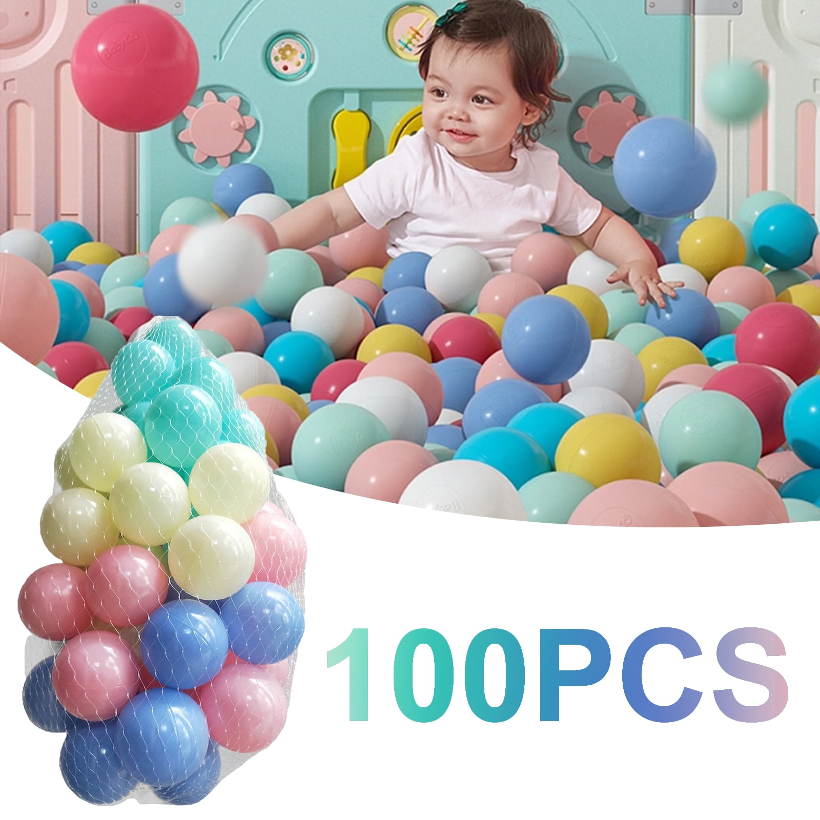 Ball Pit Balls 100 Count Play Plastic Balls for Ball Pit Playpen for Soft Plastic Pool Balls for Kids Birthday Party Toys