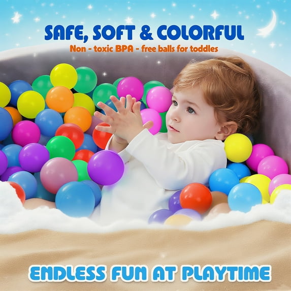 Ball Pit Balls 500 Count for Kids,Colorful Phthalate Free BPA Baby Toddler Play Balls for Kids,Party Decoration Balls with Storage Bag,Reusable Play Toys for Kids,Safe,for Indoor Outdoor,Rainbow
