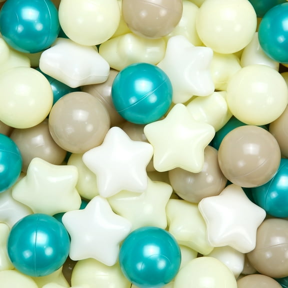 Ball Pit Balls Plastic Stars for Ball Pit BPA Free Plastic Balls Crush and Smash Proof Balls 100pcs 2.2" Set for Toddlers for Play Tent Tunnel (Green+Yellow)