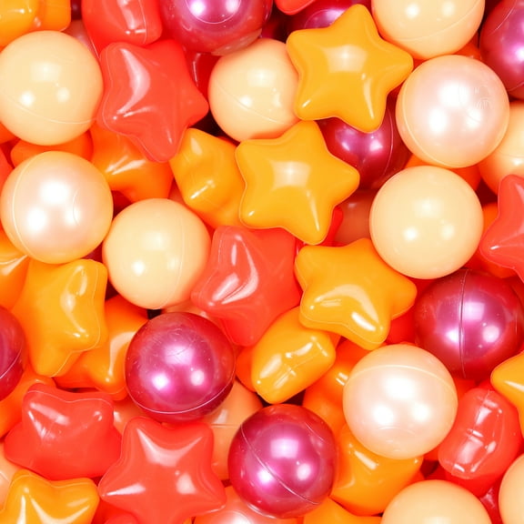 Ball Pit Balls Plastic Stars for Ball Pit BPA Free Plastic Balls Crush and Smash Proof Balls 100pcs 2.2" Set for Toddlers for Play Tent Tunnel (Orange+Red)